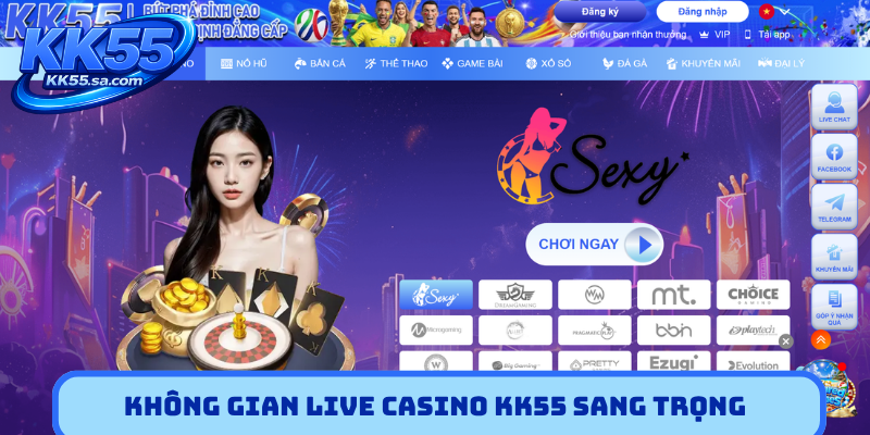 Không gian Live casino KK55 sang trọng