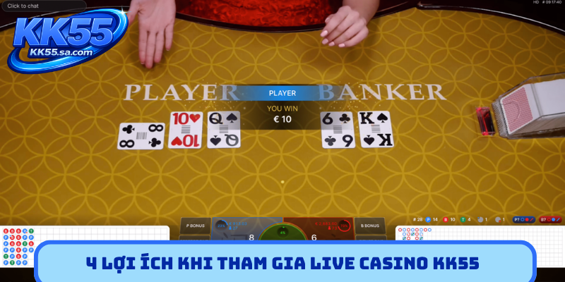 4 lợi ích khi tham gia Live casino KK55